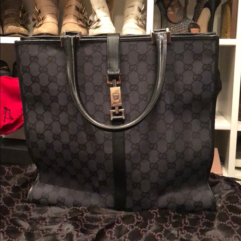 Gucci black logo tote handbag